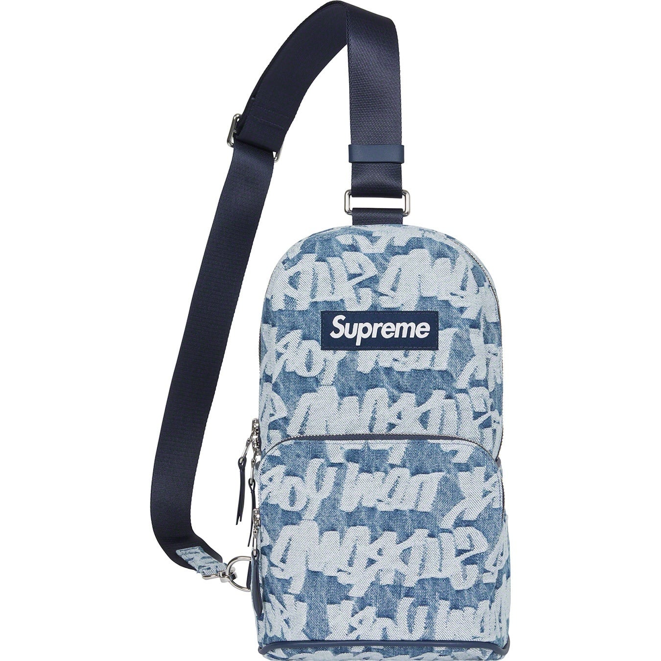 Fat Tip Jacquard Denim Sling Bag view 11